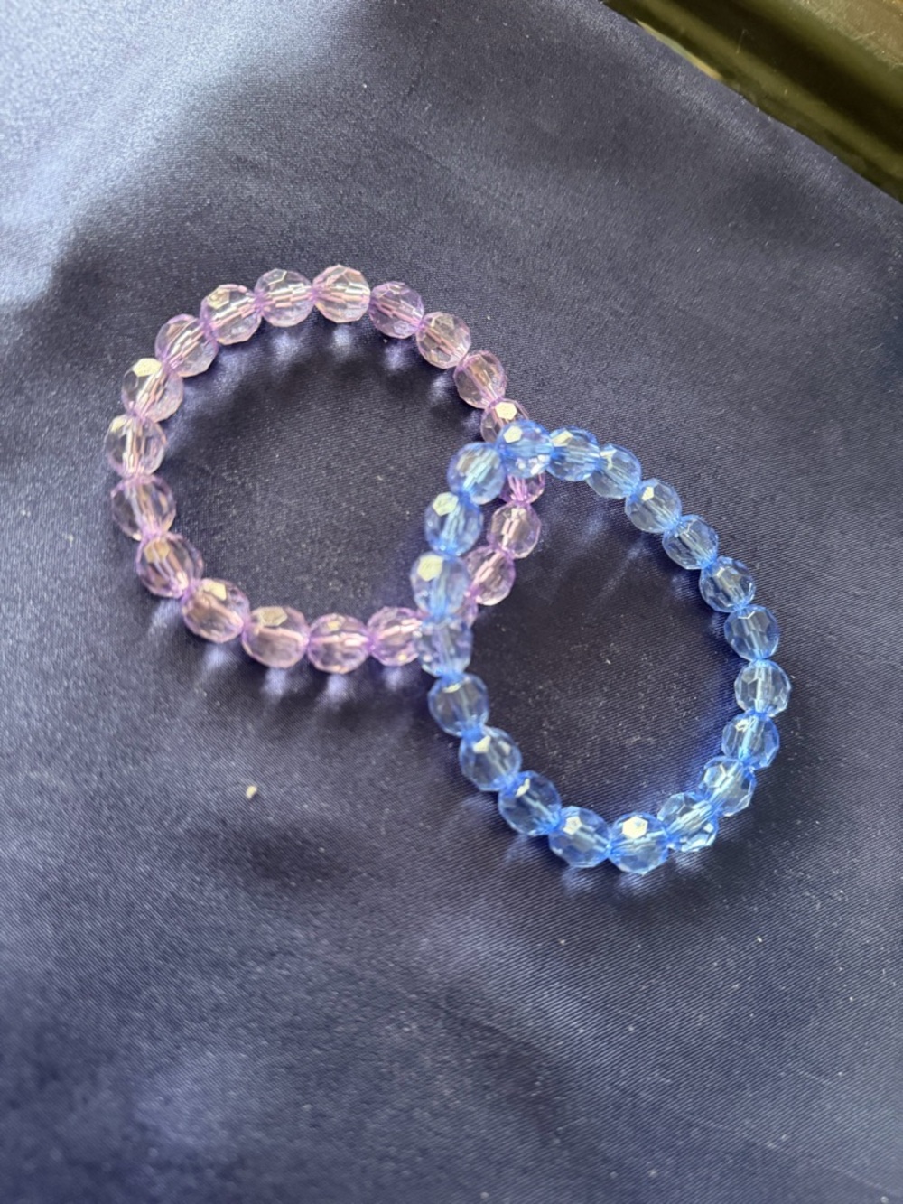 Faux Crystal Bead Stretch Bracelet Set - Pink & Blue